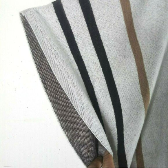 Poncho Sweater Womens S/M Black Brown Southwestern Boho Colorblock Oversized - Picture 3 of 6